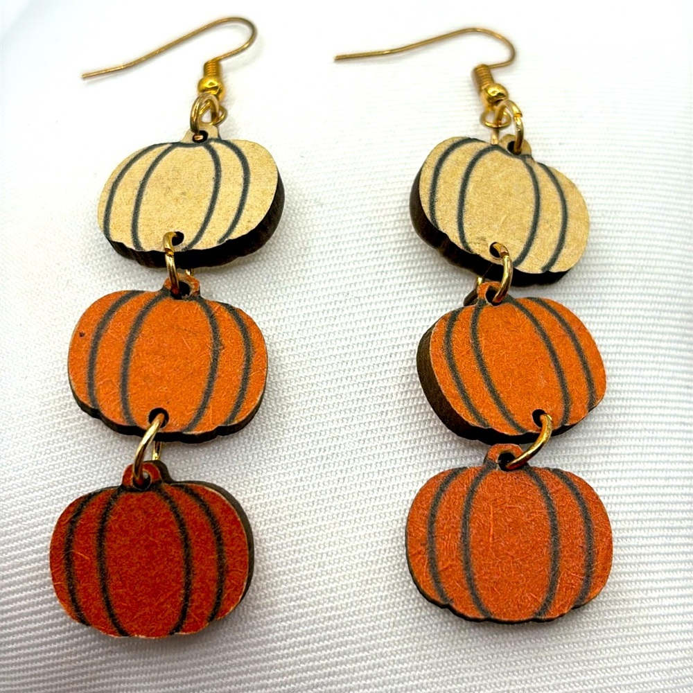 Vintage Pumpkin Earrings in Orange and Cream